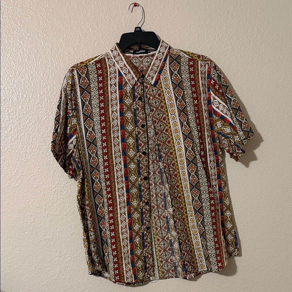 Multicolor Geometric Pattern Men's Shirt